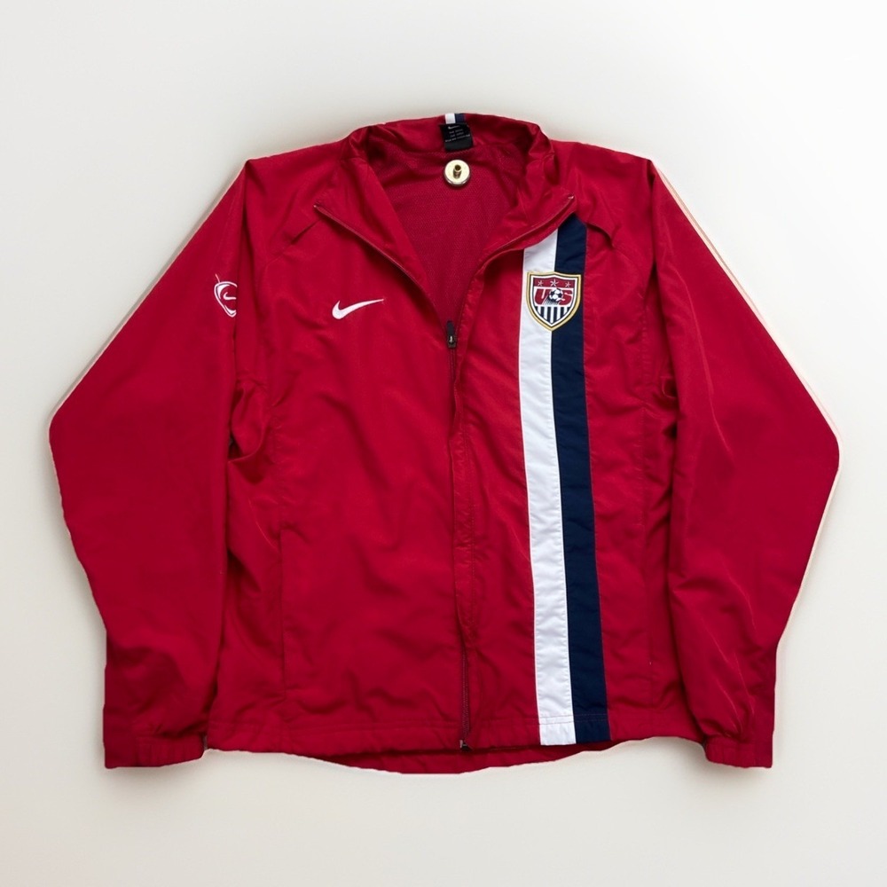 Vintage Nike Windbreaker Mens M USA Soccer Full Zip Jacket Y2K Red Jacket